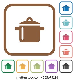 Cooking simple icons in color rounded square frames on white background