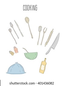 Cooking sketch vector collection