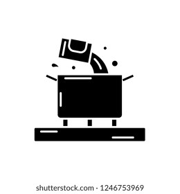 Cooking soup black icon, vector sign on isolated background. Cooking soup concept symbol, illustration 