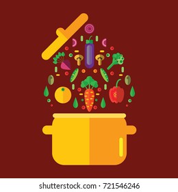 Cooking soup composition with vegetables 