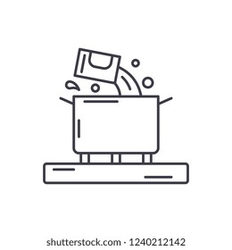 Cooking soup line icon concept. Cooking soup vector linear illustration, symbol, sign