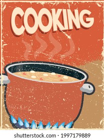 afiche de sopa de cocina con letras