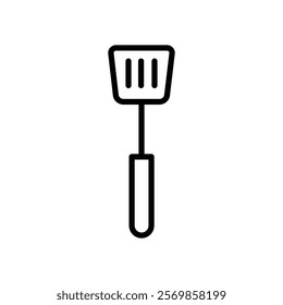 Cooking spatula icon Black and white outline vector