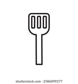 Cooking spatula icon black and white vector outline sign