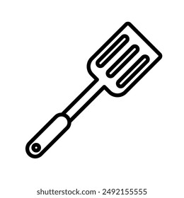 Cooking spatula icon linear logo mark in black and white