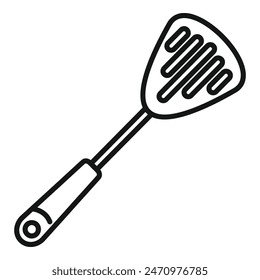 Cooking spatula icon outline vector. Cutlery grill tool. Hole shape