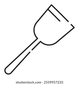 Cooking spatula line icon vector isolated. Symbol of kitchen utensil, cooking equipment. Wooden handle.