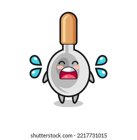 cooking spoon cartoon illustration with crying gesture , cute design