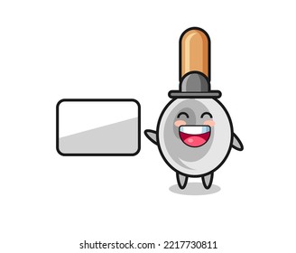 cooking spoon cartoon illustration doing a presentation , cute design
