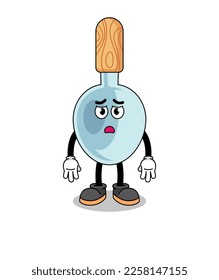 cooking spoon cartoon illustration with sad face , character design