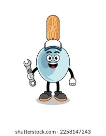 cooking spoon illustration cartoon as a mechanic , character design