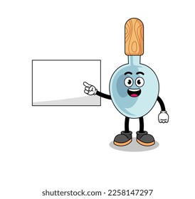 ilustración de cuchara de cocina haciendo una presentación, diseño de caracteres