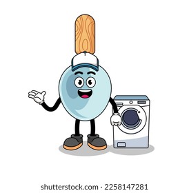 cooking spoon illustration as a laundry man , character design