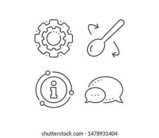 Cooking spoon line icon. Chat bubble, info sign elements. Cutlery sign. Food mix symbol. Linear cooking spoon outline icon. Information bubble. Vector