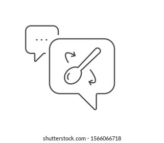 Cooking spoon line icon. Chat bubble design. Cutlery sign. Food mix symbol. Outline concept. Thin line cooking spoon icon. Vector