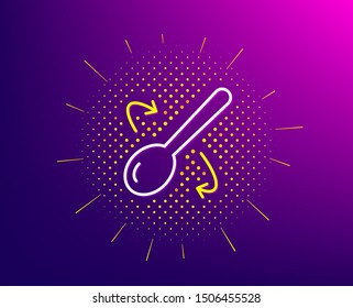 Cooking spoon line icon. Halftone pattern. Cutlery sign. Food mix symbol. Gradient background. Cooking spoon line icon. Yellow halftone pattern. Vector