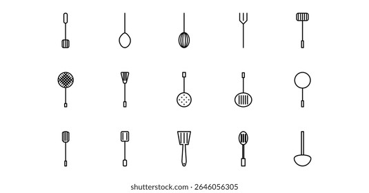 cooking spoon line icon pack illustration