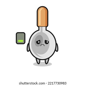 cooking spoon mascot character doing a tired gesture , cute design