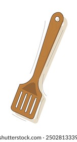 Cooking spoon spatula.Kitchen cooking utensil wooden spatula cooking tool icon vector illustration. 