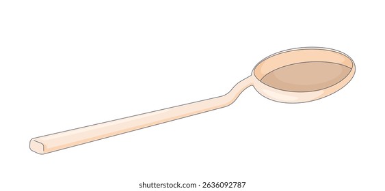 Cooking spoon tablespoon 2D cartoon object. Kitchenware utensil. Food preparation. Tableware dishware. Culinary and kitchen tool isolated element flat vector clip art on white. Spot illustration