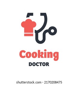 Logo de cocina y estetoscopio de estilo moderno. sobre un fondo blanco, logo médico de Concept