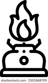 Kochherd-Symbol. Design mit dünnen linearen Stilen einzeln auf weißem Hintergrund