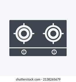 Cooking Stove Icon in trendy glyph style isolated on soft blue background