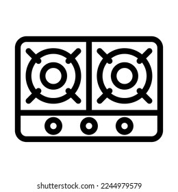 Cooking Stove Vector Line Icon Design