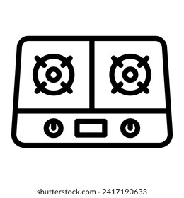 Cooking Stove Vector Line Icon Design