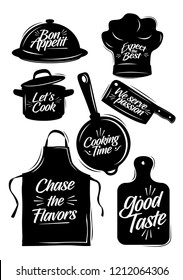 Cooking Stuff with Tagline emblem Object Illustration Stock Vector Set in White Background