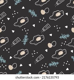 Cooking Sunny Side Up Fried Eggs Vector Graphic Seamless Pattern can be use for background and apparel design