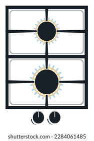 superficie de cocción de estufa de gas para ilustración vectorial de cocina