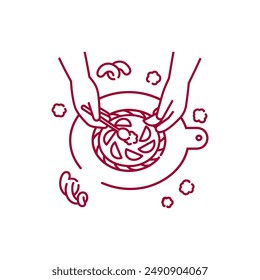 Cooking of sweet pie, close up top view
