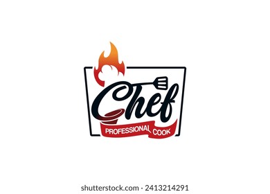 Cooking symbol master chef logo design template for restaurant