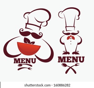 cooking symbols, food and chief silhouettes, vector collection emblems for your emblems