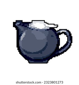 cooking teapot tea kettle game pixel art retro vector. bit cooking teapot tea kettle. old vintage illustration