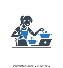 Cooking With Technology Icon On White Background