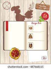 Cooking template with chef and recipe book