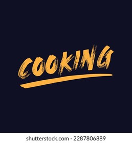 cooking text on blue background.