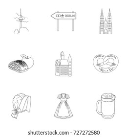 Cooking, textiles, tourism and other web icon in outline style.Residential, national, attributes, icons in set collection.
