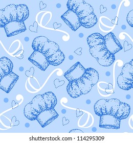 Cooking theme seamless pattern with chef hat