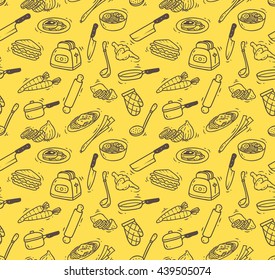 cooking themed doodle seamless background