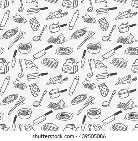 cooking themed doodle seamless background