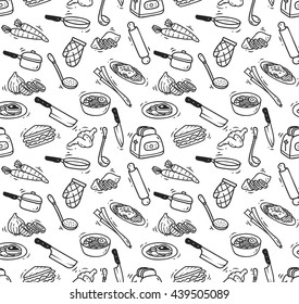 doodle con temática cocinera de fondo transparente