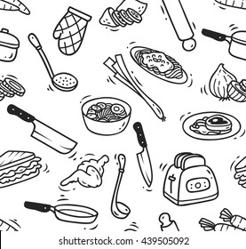 cooking themed doodle seamless background