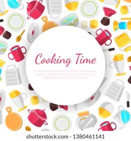 Cooking Time Banner Template with Place for Text Vector Illustration
