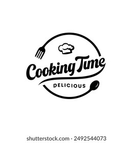 cooking time creative logo vector. inspirational logo