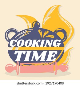 cooking time drawing lettering pot
