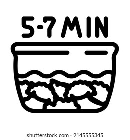 el tiempo de cocción desplaza el vector de icono de línea. signo de los dumplings del tiempo de cocción. símbolo de contorno aislado ilustración negra