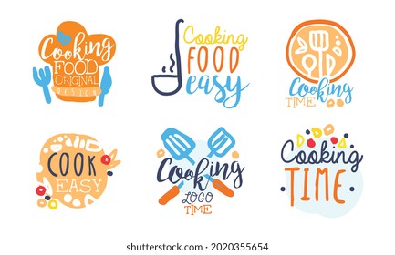 Cooking Time and Food Preparation Logo Design Vector Set